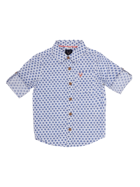 

Allen Solly Junior Boys Blue & Off-White Regular Fit Printed Casual Shirt