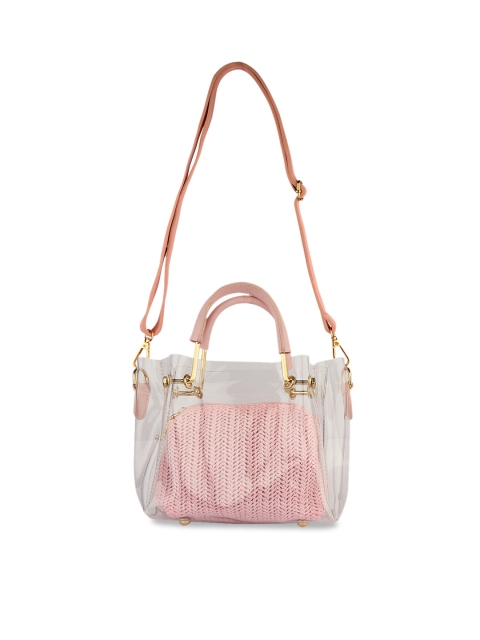 

URBANE Transparent & Pink Solid Handheld Bag