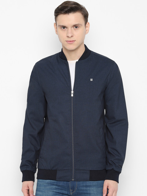 

Allen Solly Men Solid Bomber Jacket, Navy blue