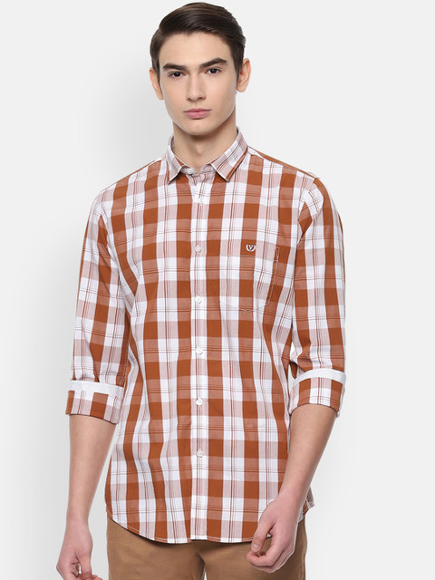 

Van Heusen Sport Men Brown & White Slim Fit Checked Casual Shirt