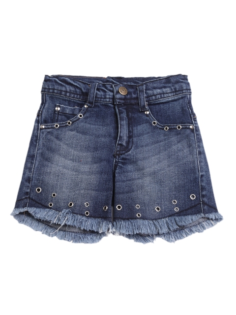 

Olele Girls Blue Washed Regular Fit Denim Shorts