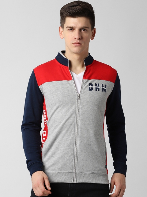 

Peter England Casuals Men Grey & Red Colourblocked Sweatshirt