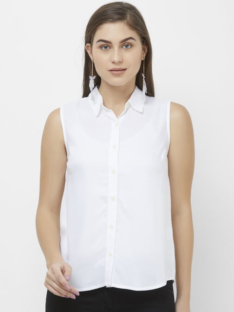 109F Women White Solid Casual Shirt