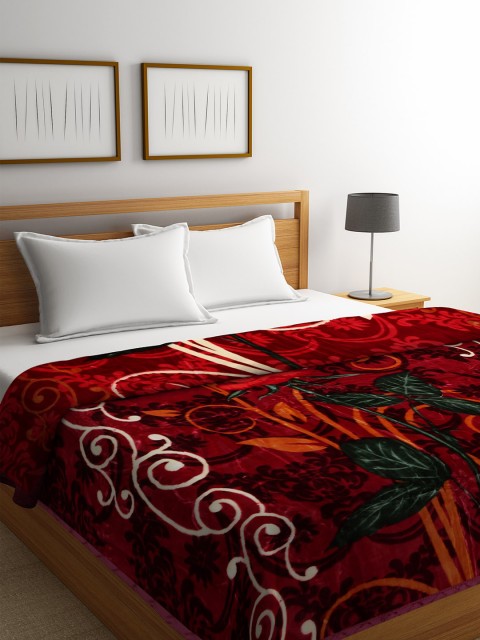 

BOMBAY DYEING Brown & Green Floral Heavy Winter 1000 GSM Double Bed Blanket