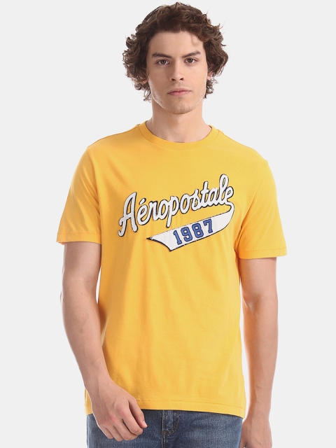 

Aeropostale Men Yellow Printed Round Neck T-shirt