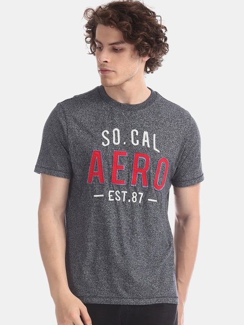 

Aeropostale Men Grey Solid Round Neck T-shirt