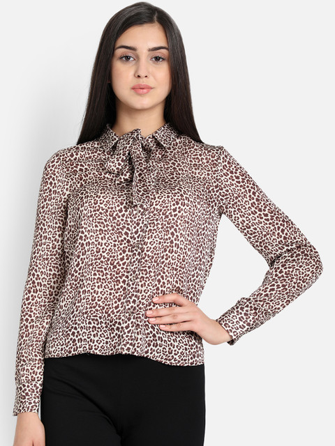 

COVER STORY Women Beige & Brown Animal Printed Shirt Style Top