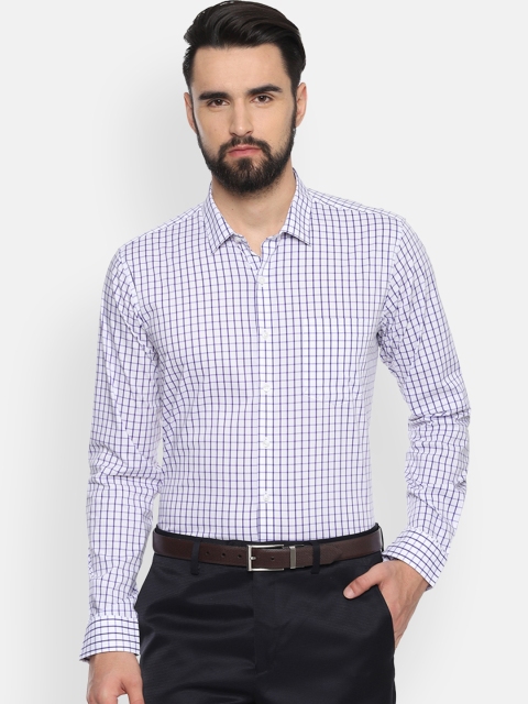 

Van Heusen Men White & Blue Slim Fit Checked Formal Shirt