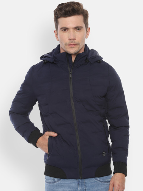 

Van Heusen Sport Men Solid Padded Jacket with Detachable Hood, Navy blue