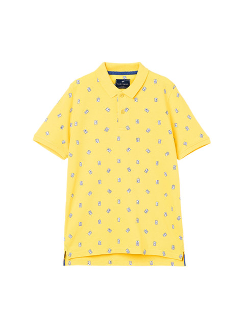 

Fame Forever by Lifestyle Boys Yellow & White Printed Polo Collar T-shirt