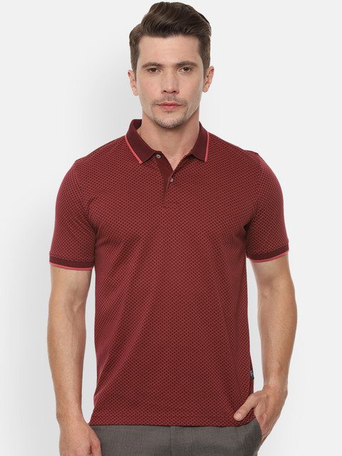 

Van Heusen Men Maroon & Red Printed Polo Collar T-shirt