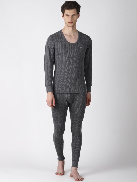 

Dollar Ultra Men Grey Striped Thermal Set