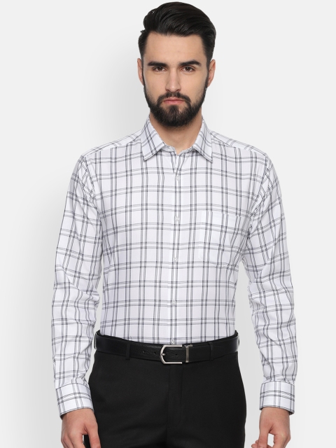 

Van Heusen Men White & Navy Blue Regular Fit Checked Formal Shirt