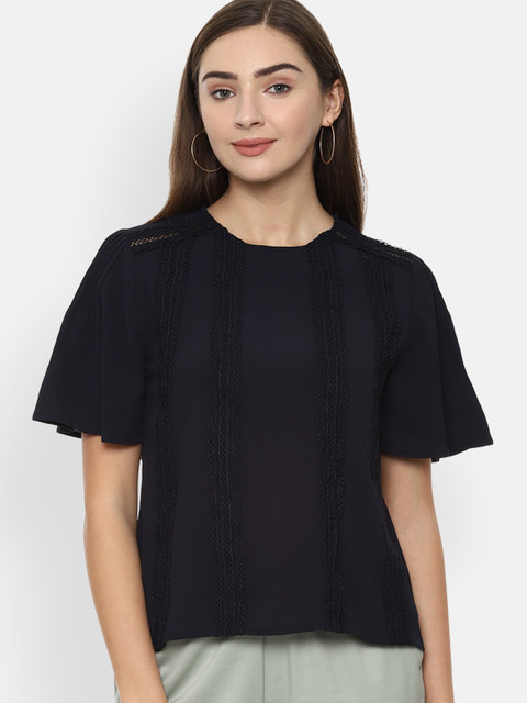 

Van Heusen Woman Navy Blue Self Design Top