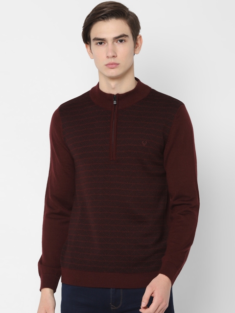 

Allen Solly Men Maroon Self Design Pullover Sweater