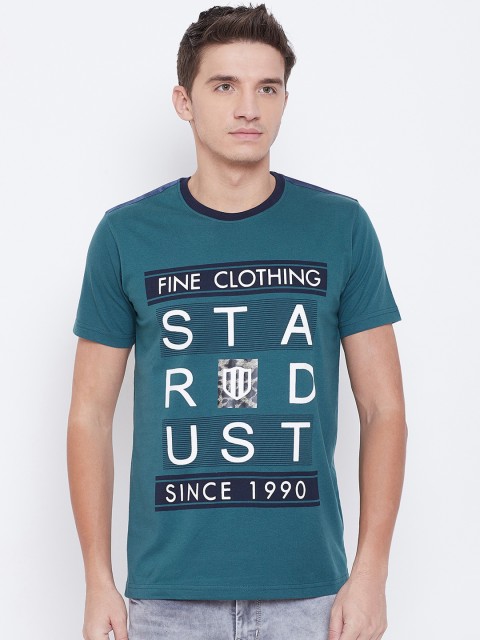 

Duke Men Teal Printed Round Neck T-shirt
