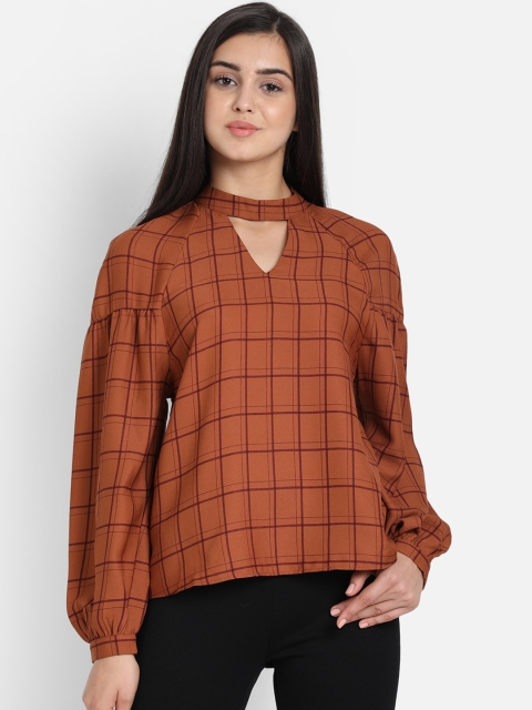 

COVER STORY Women Brown Checked Top