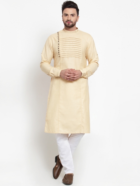 

TREEMODA Men Beige & White Solid Kurta with Pyjamas
