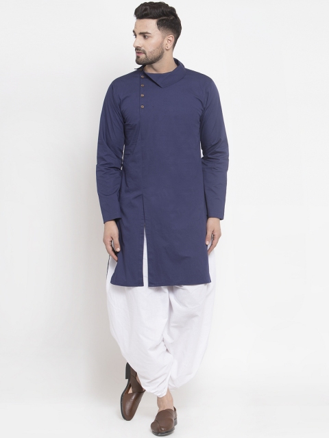 

Zotw Men Blue Solid Straight Kurta