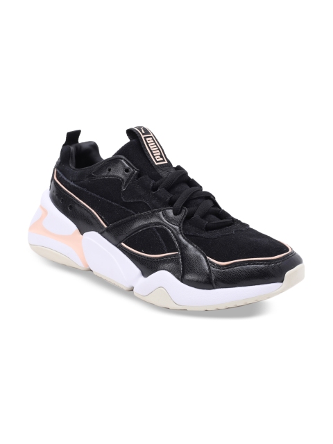 Puma Women Black Suede Mid-Top Nova 2 Suede Wn s Training or Gym Shoes