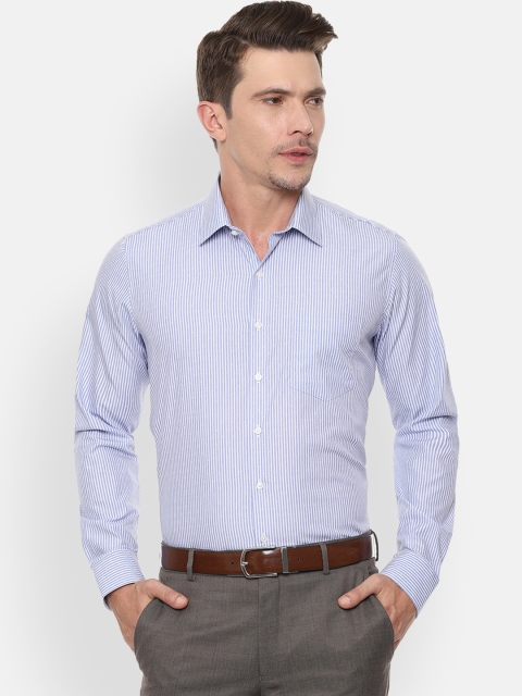

Van Heusen Men Blue & Off-White Slim Fit Striped Formal Shirt