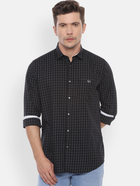 Van Heusen Sport Men Black & White Slim Fit Checked Casual Shirt