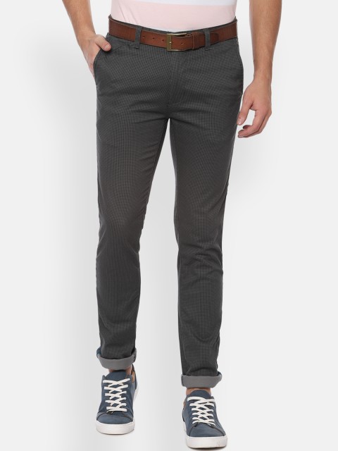 

V Dot Men Grey Slim Fit Self Design Chinos