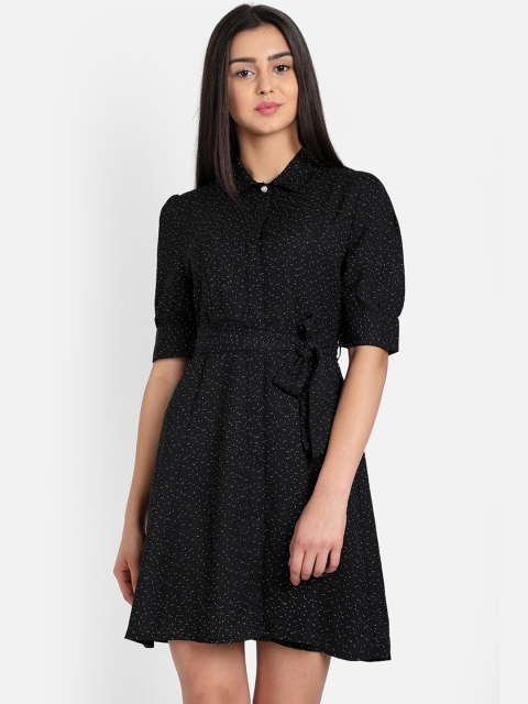 

COVER STORY Women Printed Black Shirt Dress