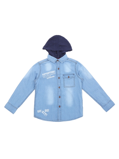 

Pantaloons Junior Boys Blue Regular Fit Faded Casual Shirt