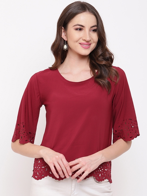 

Mayra Women Maroon Solid A-Line Top