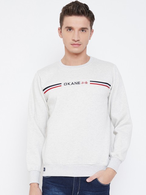 

Okane Men Grey Melange & Red Solid Sweatshirt