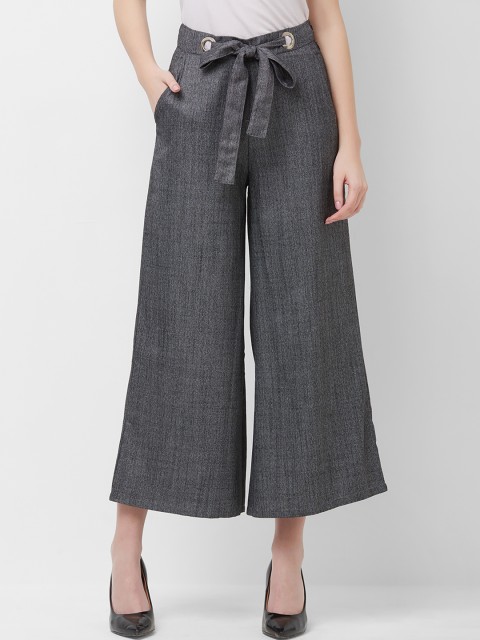 

109F Women Grey Regular Fit Solid Parallel Trousers