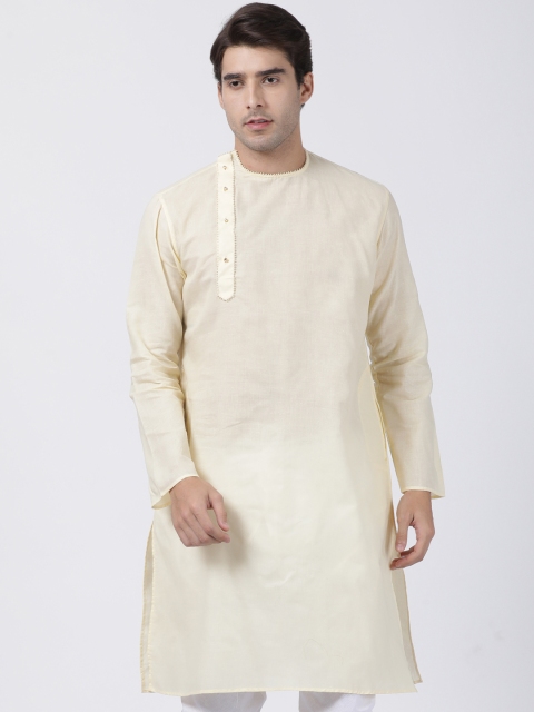 

VASTRAMAY Men Cream-Coloured Solid A-Line Kurta