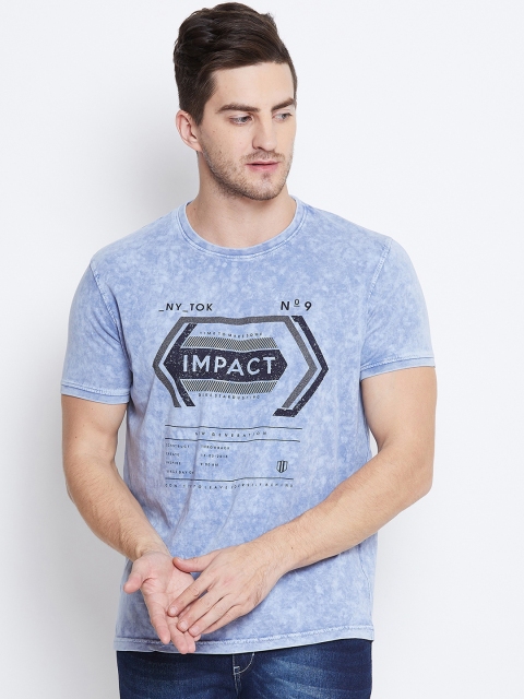 

Duke Men Blue Printed Round Neck T-shirt