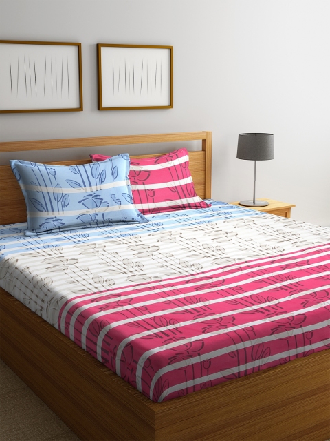 

BOMBAY DYEING Red & White Abstract 210 TC Cotton 1 King Bedsheet with 2 Pillow Covers