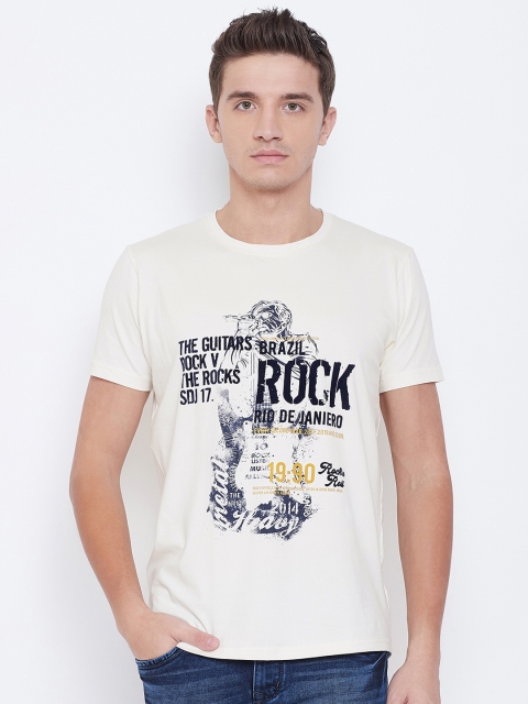 

Duke Men Off-White Printed Round Neck T-shirt