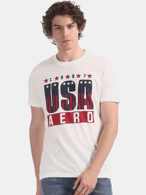 

Aeropostale Men White & Red Printed Round Neck T-shirt