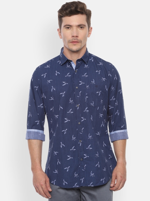 

Van Heusen Sport Men Navy Blue & White Slim Fit Printed Casual Shirt
