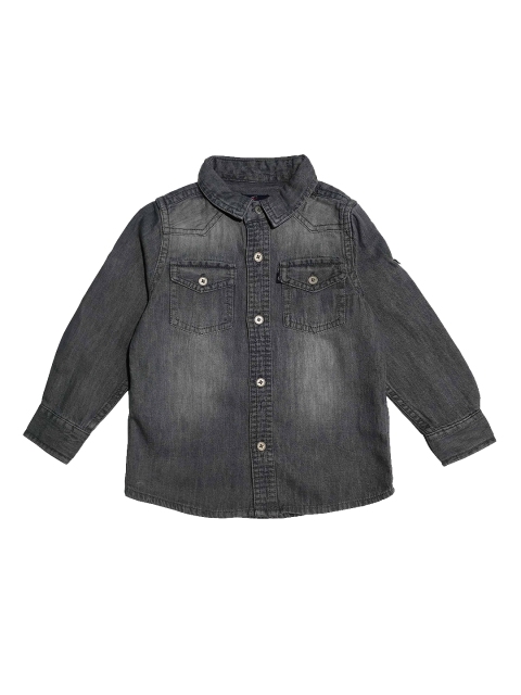 

KiddoPanti Boys Grey Regular Fit Faded Denim Casual Shirt