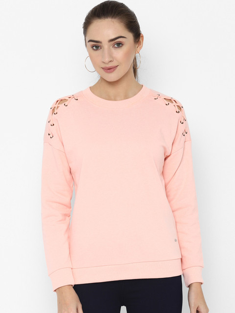 

Allen Solly Woman Peach-Coloured Solid Sweatshirt