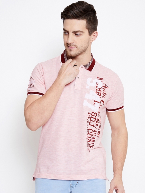 

Duke Men Pink Printed Polo Collar T-shirt