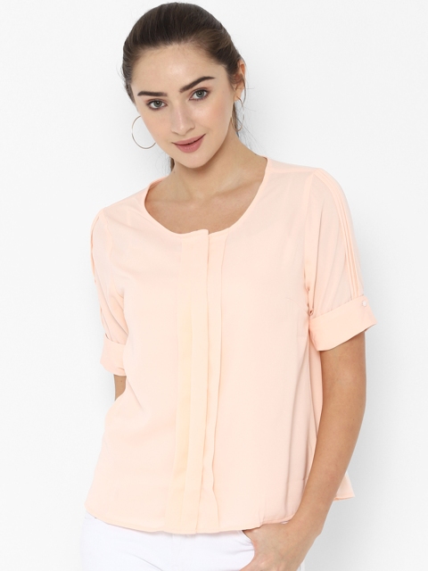 

Allen Solly Woman Peach-Coloured Solid A-Line Top
