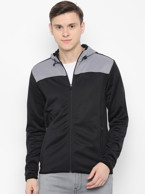 

Allen Solly Sport Men Black & Grey Colourblocked Hooded Sweatshirt
