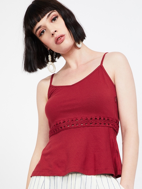 

Ginger by Lifestyle Women Red Self Design Peplum Top