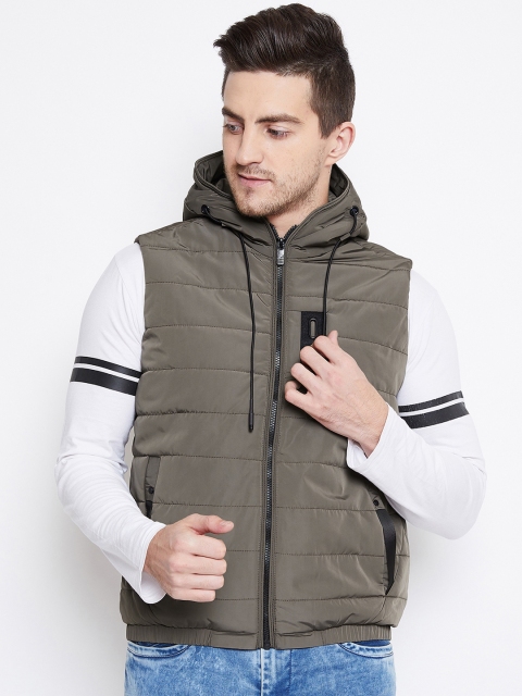 

Duke Men Brown Solid Padded Hooded Jacket