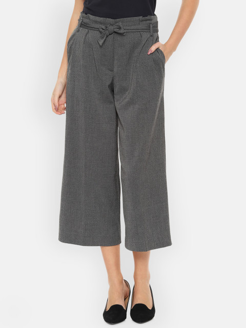 

Van Heusen Woman Grey Regular Fit Self Design Culottes
