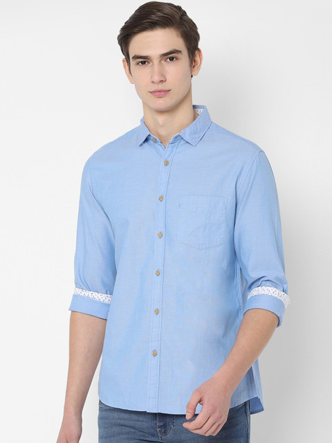 

People Men Blue Regular Fit Solid Casual Shirt