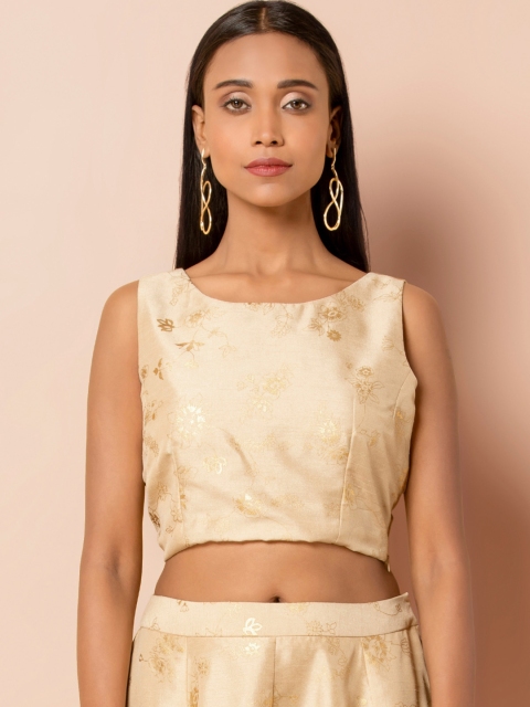 

INDYA Women Beige Printed Ethnic Crop Top