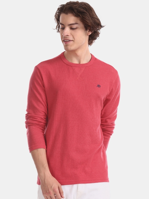

Aeropostale Men Coral Pink Self Design Sweatshirt