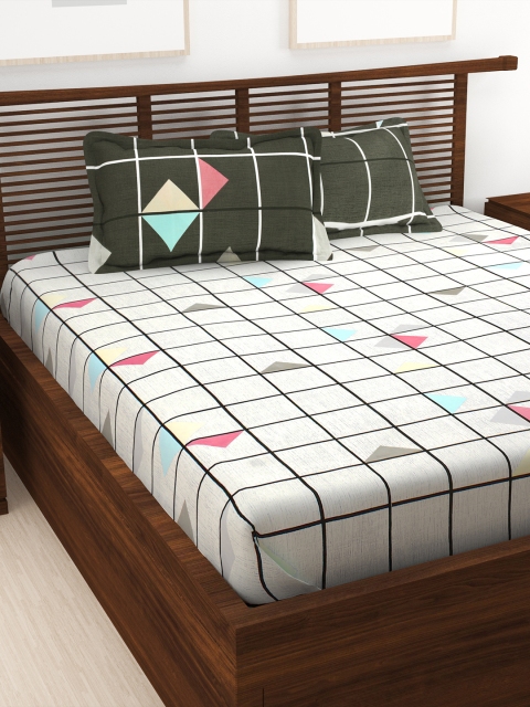 

Story@home Grey & Green Solid 240 TC 1 Double Bedsheet with 2 Pillow Covers